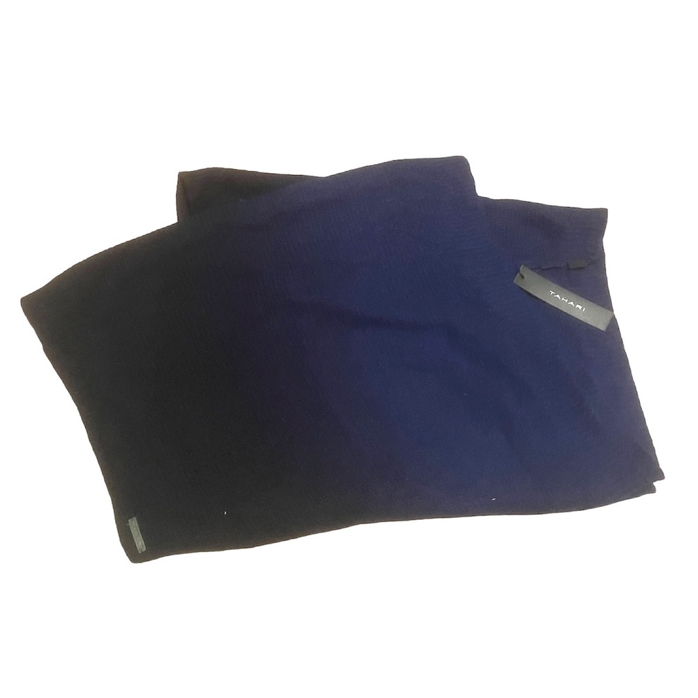 TAHARI Angora Wool Polyamide Ombre Infinity Scarf Black blue NEW